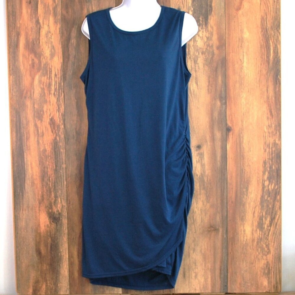 BTFBM Women's Blue Stretch Tank Sleeveless Cocktail Dress